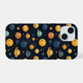 楽しい惑星の宇宙パターン iPhone 15ケース (裏面横)