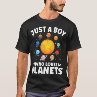 楽しい惑星好きな少年 太陽系 星系 Tシャツ