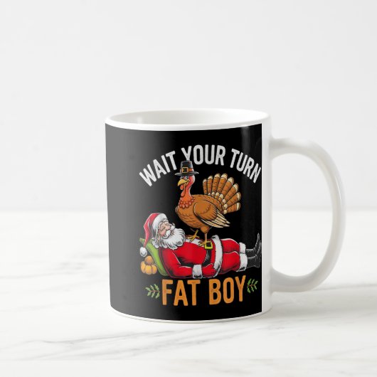 楽しい感謝祭とクリスマスのターキーVSサンタフォーメンズ コーヒーマグカップ (右)