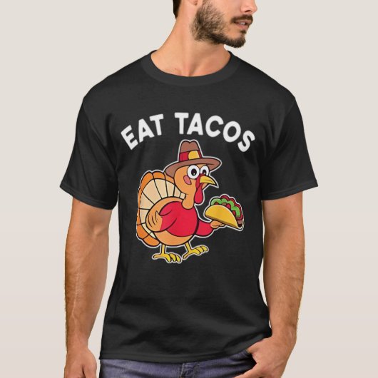 楽しい感謝祭の七面鳥がタコスを食べる メキシカンタンクス Tシャツ (正面)