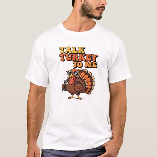 楽しい感謝祭の七面鳥 レトロ70年代 タークを語ろうTシャツ Tシャツ (正面)