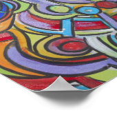 楽しい手の絵を描抽象芸術 ポスター (角)