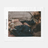 楽しい手モダン書きのスクリプト写真 フリースブランケット (正面(横))