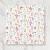 楽しい手描きカクテルパターン ピンクのブライズシャワー フェイバータグ (裏面)