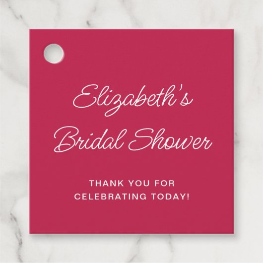 楽しい手描きカクテルパターン ピンクのブライズシャワー フェイバータグ (正面)