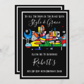 楽しい抽象的なヒップホップパーティー 招待状 (正面/裏面)