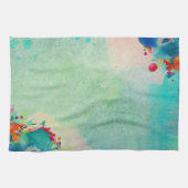 楽しい抽象芸術フローラ水の色パターン キッチンタオル (横)