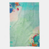 楽しい抽象芸術フローラ水の色パターン キッチンタオル (縦)