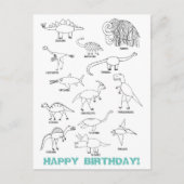 楽しい教育的な恐竜の子供の塗り絵誕生日 ポストカード (正面)
