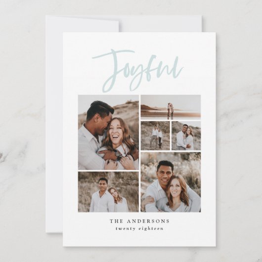 楽しい数々の写真の休日クリスマスブルー シーズンカード (正面)