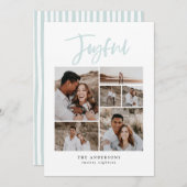 楽しい数々の写真の休日クリスマスブルー シーズンカード (正面/裏面)