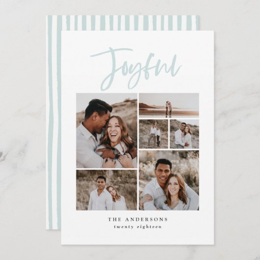 楽しい数々の写真の休日クリスマスブルー シーズンカード (正面/裏面)