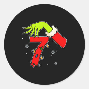 楽しい数字の7 クリスマス 67 シックス セブン ミーム クリスマス メンズ ラウンドシール
