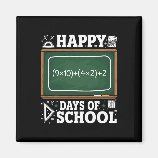楽しい数学の方程式 ハッピー100日目の学校 チョーク マグネット (正面)