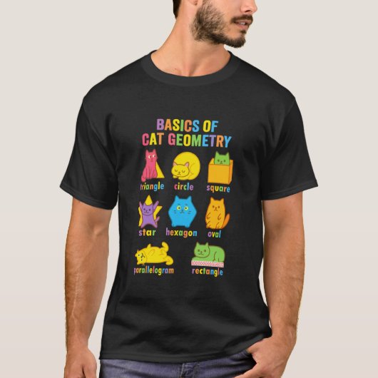 楽しい数学の猫の幾何学バックトゥスクール数学 Tシャツ (正面)