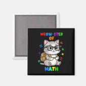 楽しい数学の猫のTシャツ - 算数のマスターが学校に戻る マグネット (正面/裏面)