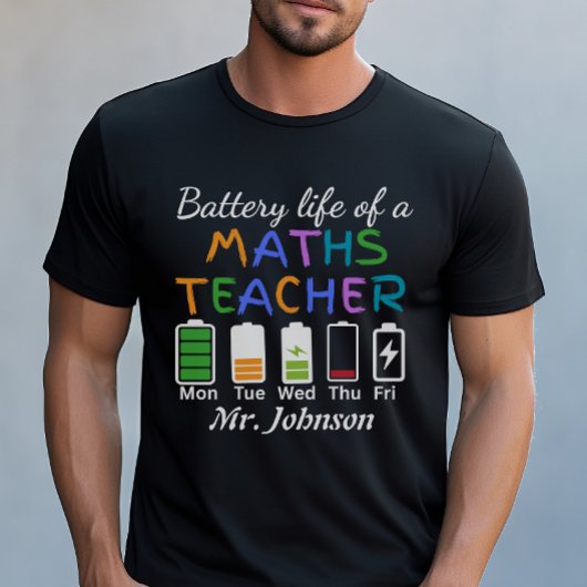 楽しい数学教師 バッテリー残量 カスタムネーム  Tシャツ