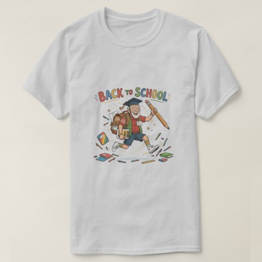 楽しい新学期 シニア学生 Tシャツ (デザイン正面)