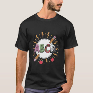 楽しい新学期 ABCD先生はABCを教えるのがロック Tシャツ