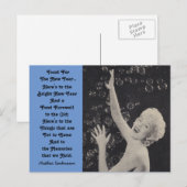 楽しい新年の乾杯パーティーの女の子、シャンパンの泡 シーズンポストカード (正面/裏面)