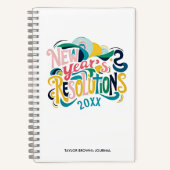 楽しい新年の抱負 パステルカラー モダン タイポグラフィ ノートブック (正面)