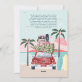 楽しい旅行トロピカルロードトリップレッドレトロ車 シーズンカード (裏面)