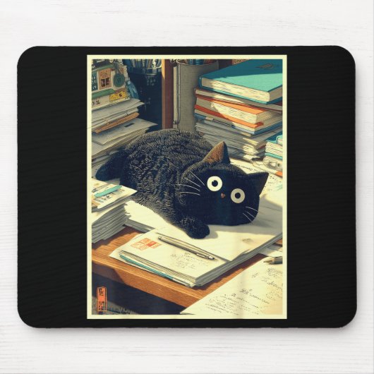 楽しい日本の猫先生学生学校最後の日 マウスパッド (正面)