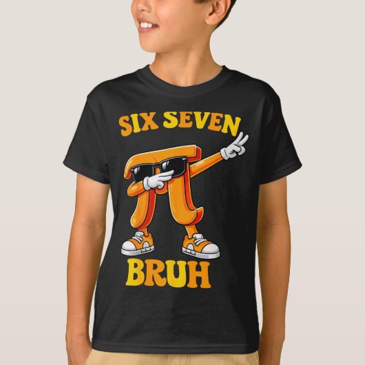 楽しい日 六 七 bruh 6 7 数学のミーム キッズ 男の子 tシャツ (正面)