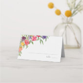 楽しい明るいチューリップとグリーンの花嫁のシャワー プレイスカード (正面)