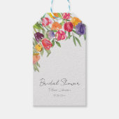 楽しい明るいチューリップとグリーン ブライダルシャワー ギフトタグ (正面)