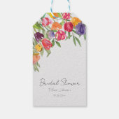 楽しい明るいチューリップとグリーン ブライダルシャワー ギフトタグ (裏面)