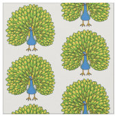 楽しい明るい孔雀の鳥のイラスト ファブリック (クローズアップ)