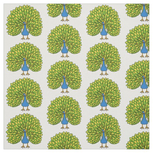 楽しい明るい孔雀の鳥のイラスト ファブリック (見本)