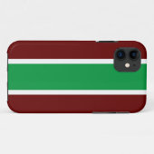 楽しい明るい緑の深い赤白のレーシングストライプ Case-Mate iPhoneケース (裏面(横))