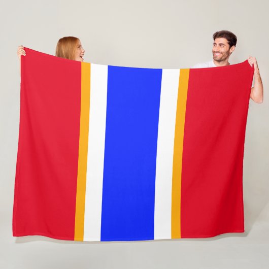 楽しい明るい赤白青黄色レーシングストライプ フリースブランケット (インサイチュ)