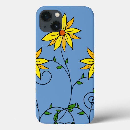 楽しい明るい黄色の花の落書きアート Case-Mate iPhoneケース (裏面)