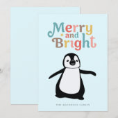 楽しい明るい かわいいペンギンのクリスマス オリジナル シーズンカード (正面/裏面)