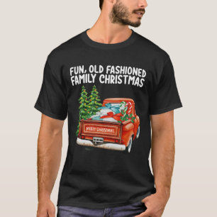 楽しい昔ながらの家族のクリスマストラックツリー Tシャツ