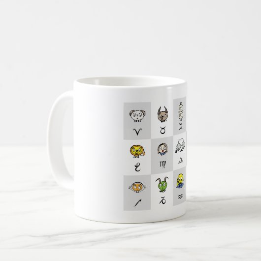 楽しい星座の占星術キャラクター コーヒーマグカップ (正面左)