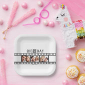 楽しい映画のようなウェディングプレートに3枚の写真を追加 - 紙皿 (パーティー)