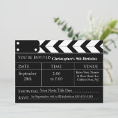 楽しい映画の夜の誕生日パーティーの招待状 招待状 (スタンド正面)