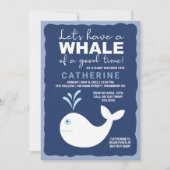 楽しい時を過ごせ！ブルーベビーシャワー 招待状 (正面)