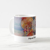 楽しい時を過して下さい! コーヒーマグカップ (正面左)