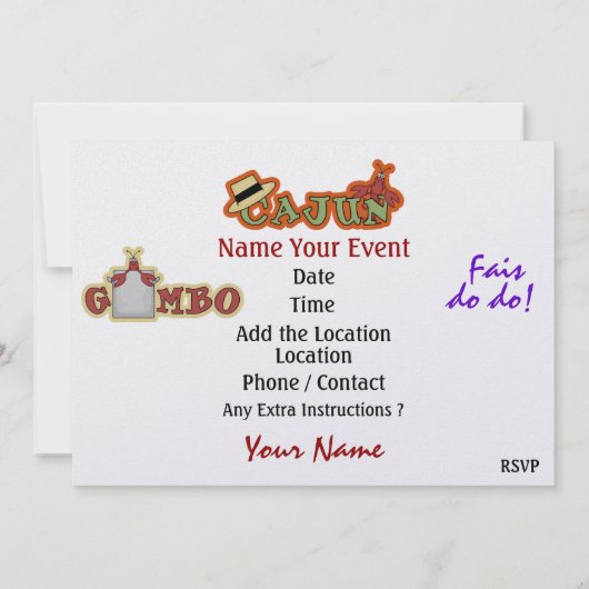 楽しい時を過転がごせよケージャンスタイル!SRF 招待状 (裏面)