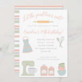 楽しい時を過転がごせよベーキング誕生日パーティー 招待状 (正面/裏面)