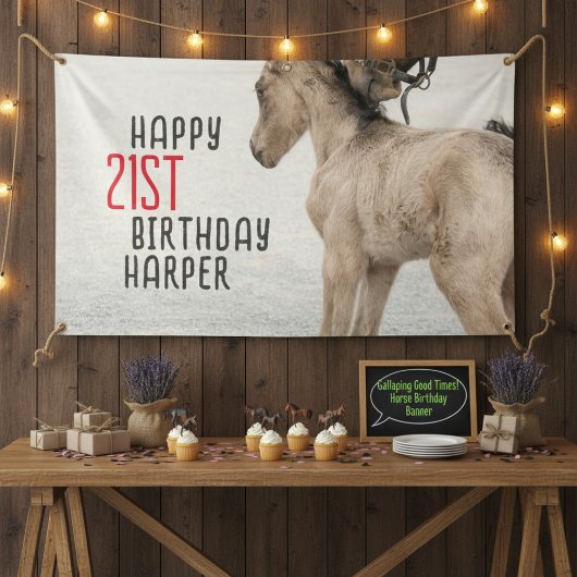 楽しい時を駆け回れ！ホース誕生日バナー 横断幕