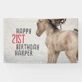 楽しい時を駆け回れ！ホース誕生日バナー 横断幕 (横)