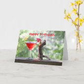 楽しい時間にカクテルを飲んでいるリス カード (黄色い花)