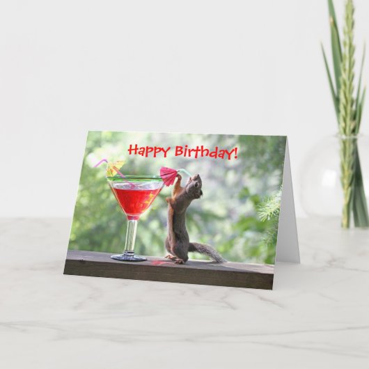 楽しい時間にカクテルを飲んでいるリス カード (正面)