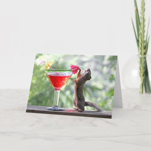 楽しい時間にカクテルを飲んでいるリス カード (正面)